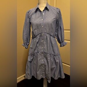 Mi Ami Francesca Women's Blue with Silver Accent Long Sleeve Dress Size XS